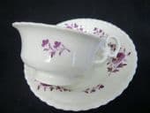 SOLD Early tea cup & saucer puce floral pattern c1825