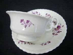 Early tea cup & saucer puce floral pattern c1825