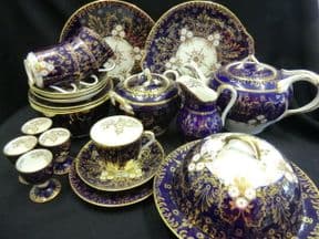 SOLD Victorian Ridgway style tea service - navy & gilt