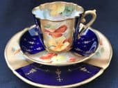 Stunning NAUTILUS tea trio - Navy /Handpainted