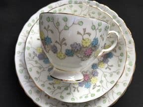 Tuscan china Art Deco tea trio