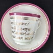 Victorian 'Motto' cup & saucer (1)