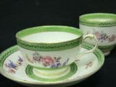 Victorian tea trio floral with green bands