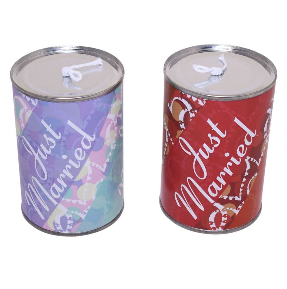 Just Married Wedding Car Tin Cans ROMANCE & LOVE Set of 12