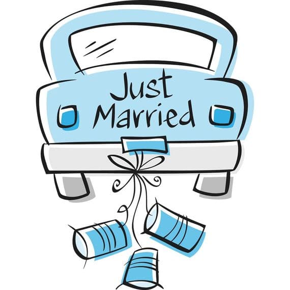 Just Married Wedding Car Tin Cans ROMANCE Set of 12