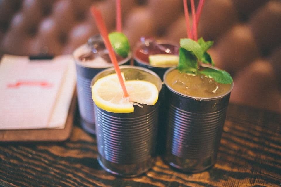 Tinplate products for hospitality including cutlery holders and drinkware