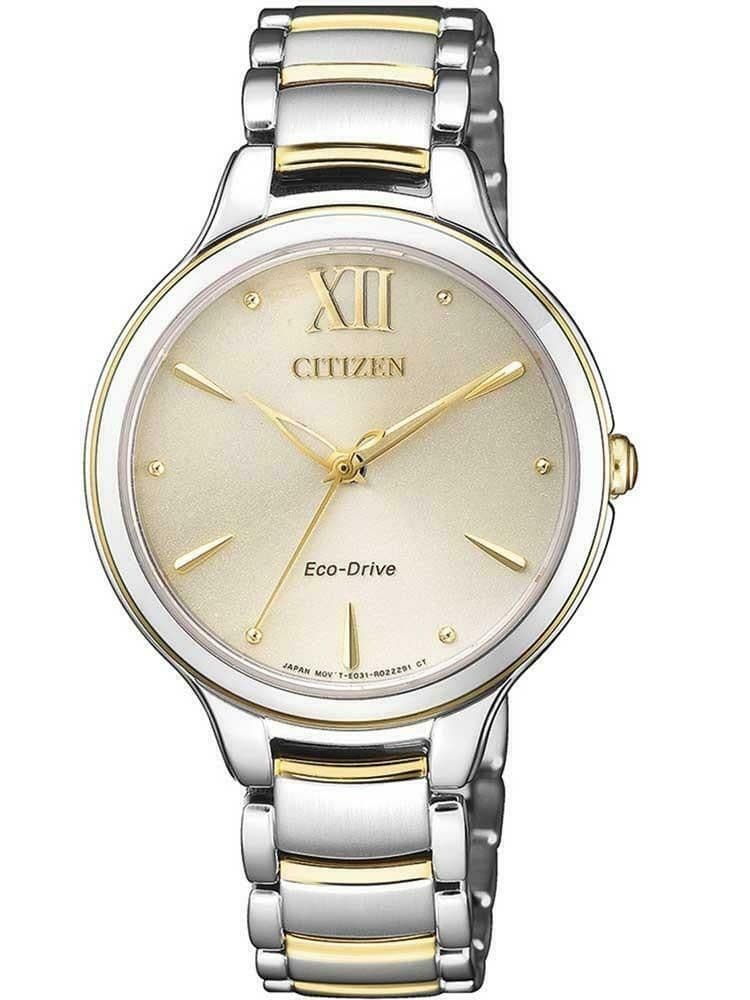 Citizen EM055482X Ladies EcoDrive BiColour Champagne Dial Watch RRP