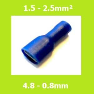 4.8x0.8mm, DOUBLE Crimp Female Terminal  FDFD2-187(8) BLUE  Vinyl Insulated (Pack 100)