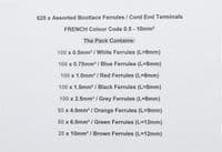 625pc Bootlace Ferrules Cord End Terminal Kit 0.5 - 10mm² French Colour Code