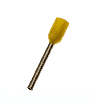 E0512 Yellow 0.5mm² Bootlace Ferrules Cord End Terminals 12mm long, PACK OF 100 HIDDEN