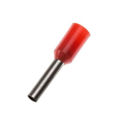 E1008 RED 1mm² Bootlace Ferrules Cord End Terminals 8mm long, PACK OF 100