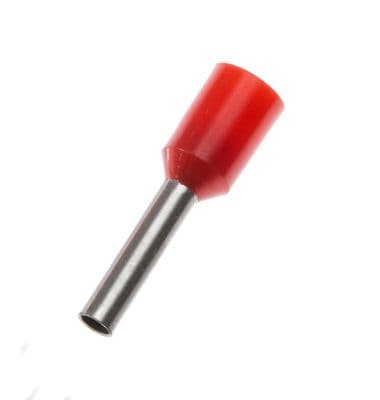 E1010 RED 1mm² Bootlace Ferrules Cord End Terminals 10mm long (Pack of 100)