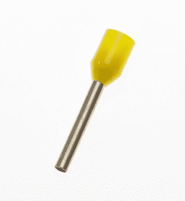 E1012 YELLOW 1mm² Bootlace Ferrules Cord End Terminals 12mm long, PACK OF 100