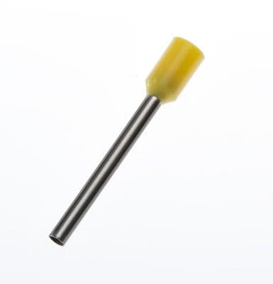 E1018 YELLOW 1mm² Bootlace Ferrules Cord End Terminals 18mm long, PACK OF 100