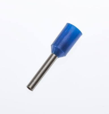 E7508 BLUE 0.75mm² Bootlace Ferrules Cord End Terminals 8mm long, PACK OF 100