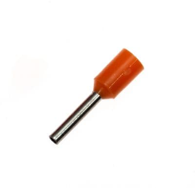 E7508 ORANGE 0.75mm² Bootlace Ferrules Cord End Terminals 8mm long PACK OF 100