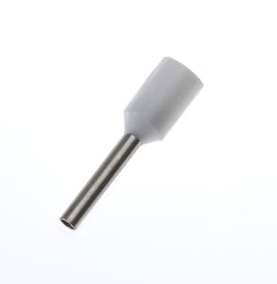 E7508 WHITE 0.75mm² Bootlace Ferrules Cord End Terminals 8mm long, PACK OF 100