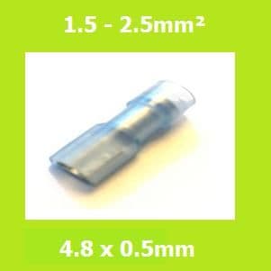 FDFNYD2-187(5) LIGHT BLUE  Female Terminal 4.8x0.5mm, Double Crimp, Nylon Insulated (Pack of 100