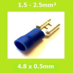 Female Terminal,  FDD2-187(5) BLUE, 4.8x0.5mm, Double Crimp, Vinyl Insulated Pack of 100
