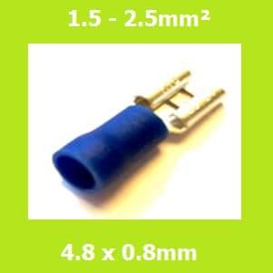 Female Terminal, FDD2-187(8) BLUE, 4.8x0.8mm, Double Crimp, Vinyl Insulated Pack of 100