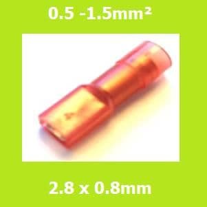 Female Terminal, FDFNYD1-110(8) LIGHT RED, 2.8x0.8mm, Double Crimp, Nylon Insulated (Pack of 100)