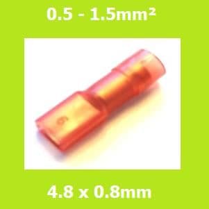 Female Terminal, FDFNYD1-187(8) LIGHT RED, 4.8x0.8mm,  Double Crimp, Nylon Insulated (Pack of 100)