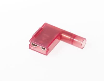 FLDNYDX1-250  6.35 x 0.8mm Flag Double Crimp Terminals, Red Nylon Insulated (Pack of 100)