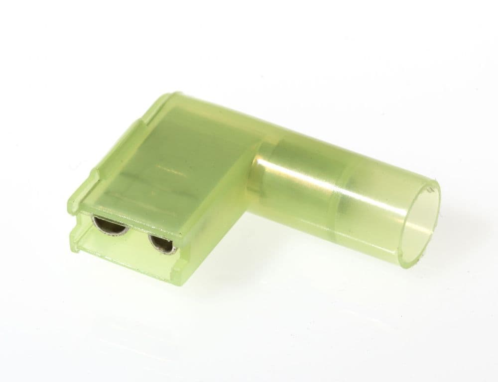 FLDNYDX5250 6 35 x 0 8mm Flag Double Crimp Terminals Yellow Nylon Insulated Pack of 100