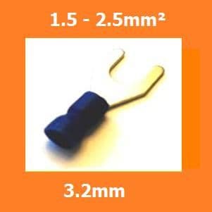FORK CRIMP TERMINALS WIRE CONNECTORS INSULATED BLUE 3.2MM, PACK OF 100
