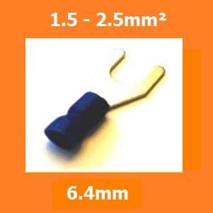 FORK CRIMP TERMINALS WIRE CONNECTORS INSULATED BLUE 6.4MM, PACK OF 100
