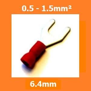 FORK CRIMP TERMINALS WIRE CONNECTORS INSULATED RED 6.4MM, PACK OF 100