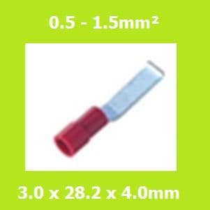 Lipped Blade Terminal, LBVYB1-3, Brazed Seam, RED, Vinyl Insulated,  (Pack of 100)