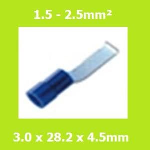 Lipped, Blade Terminal, LBVYB2-3, Brazed Seam, Blue, Vinyl Insulated, (Pack of 100)