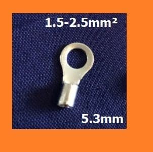 M5 Non-Insulated Ring Crimp Terminals 5.3mm 1.5-2.5mm², PACK OF 100