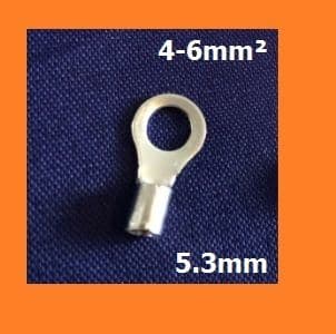 M5 Non-insulated Ring Crimp Terminals 5.3mm 4-6mm², PACK OF 100