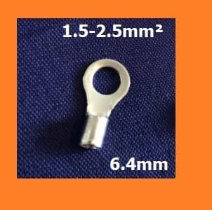 M6 Non-insulated Ring Crimp Terminals 6.4mm 1.5-2.5mm², PACK OF 100