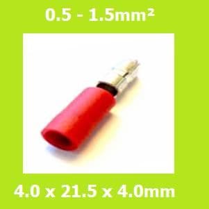 Male, 3.9mm Bullet Terminal, MPD1-156, RED, Double Crimp, Vinyl Insulated, (Pack of 100)