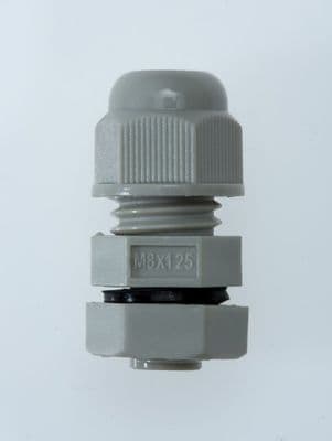 NCG-M8-4.8 GREY - M8 x 1.25 Cable Gland, IP68, 2-4.8mm, UL, Nylon 66