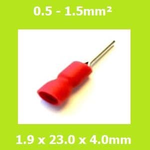 Pin Terminal, PTV1-125-12, RED, Vinyl Insulated, Pack of 100