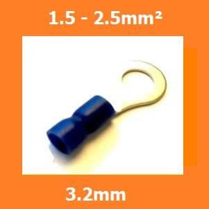 RING CRIMPS TERMINALS ELECTRICAL CONNECTORS INSULATED BLUE 3.2mm 1.5-2.5mm, PACK OF 100
