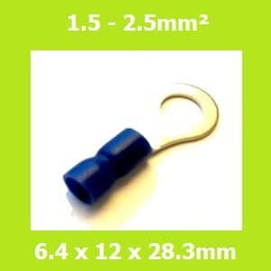 Ring Terminal, RVE2-6, 6.4mm, Blue, Vinyl Insulated, (Pack of 100)