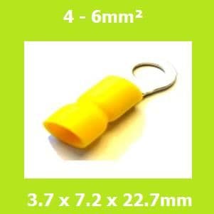 Ring Terminal, RVY5-3.7, 3.7mm, Yellow, Vinyl Insulated, (Pack of 100)