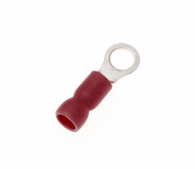 RVES1-4, Easy Entry Ring Crimp Terminal 4.3mm, RED, Vinyl Insulated, 0.5-1.5mm² (Pack of 100)