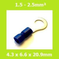 RVES2-4, Easy Entry Ring Crimp Terminal 4.3mm, BLUE, Vinyl Insulated 1.5-2.5mm² (Pack of 100)