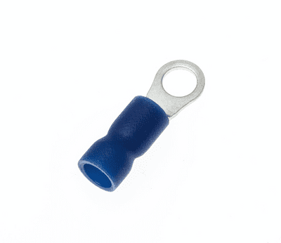 RVES2-4, Easy Entry Ring Crimp Terminal 4.3mm, BLUE, Vinyl Insulated 1.5-2.5mm² (Pack of 100)