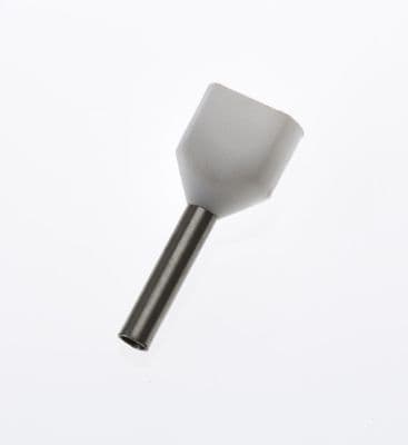 TE0508 WHITE Twin Entry 2 x 0.5mm² Bootlace Ferrules Cord End Terminals 8mm Long, PACK OF 100