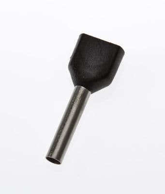 TE1512 BLACK Twin Entry 2 x 1.5mm² Bootlace Ferrules Cord End Terminals, 12mm Long, PACK OF 100
