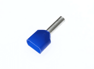 TE2510 BLUE Twin Entry 2 x 2.5mm² Bootlace Ferrules Cord End Terminals, 10mm Long, PACK OF 100
