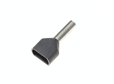 TE2510 GREY Twin Entry 2 x 2.5mm² Bootlace Ferrules Cord End Terminals, 10mm Long, PACK OF 100