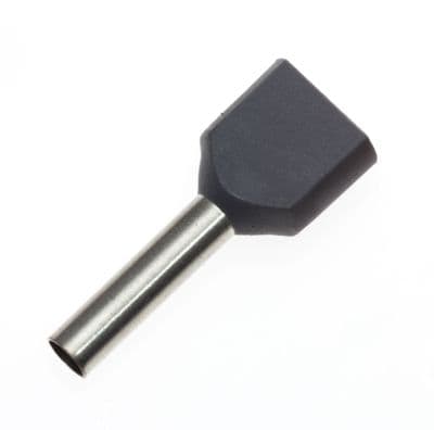 TE2513 GREY Twin Entry 2 x 2.5mm² Bootlace Ferrules Cord End Terminals, 13mm Long PACK OF 100